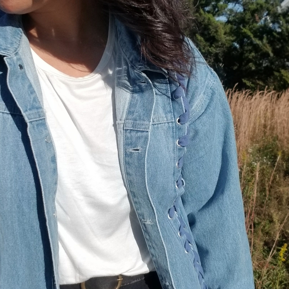 𝙇𝘼𝙎𝙏 𝙊𝙉𝙀 | CROSS MY HEART DENIM BLUE JACKET - Picture 5 of 11